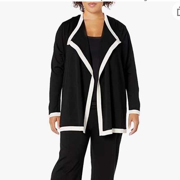 Anne Klein Women's Colorblock Drape Front Cardigan - Picture 1 of 4